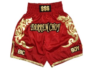 Shorts Boxe Anglaise Personnalisé : KNBXCUST-2039-Rouge